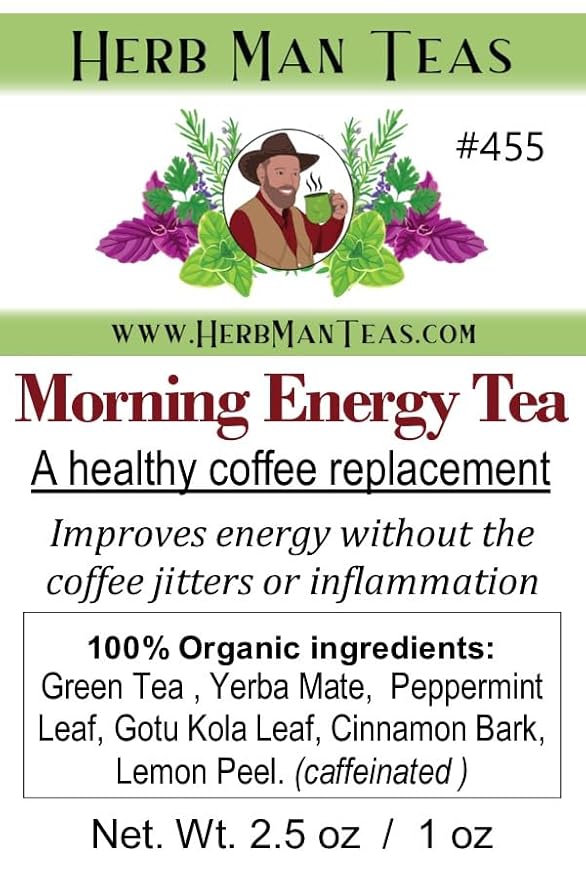 MORNING ENERGY TEA – Smooth Steady Energy Without Coffee Jitters – Organic Loose Leaf – by Master Herbalist Khabir | Green Tea &amp Eleuthero
