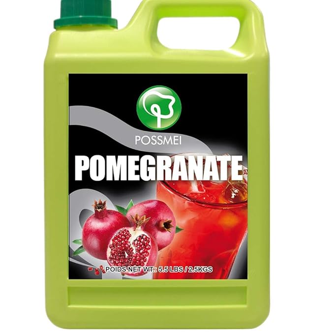 Possmei Pomegranate Flavored Syrup 5.5 Pound Plastic Jar 2 Pack
