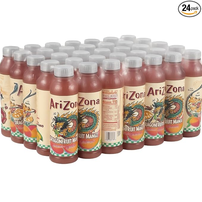 Arizona Dragon Fruit Mango Fruit Juice Cocktail 100% Natural No Artificial Colors or Flavors 20 Fl Oz Bottles 24 Pack