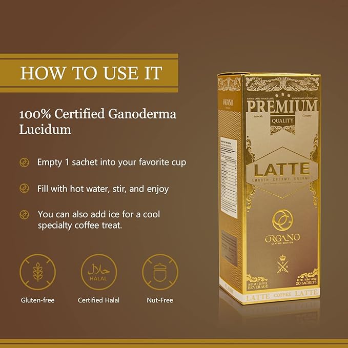 ORGANO Combo Pack 1 box Cafe Latte and 1 Box Cafe Mocha 100% Certified Organic Gourmet Coffee