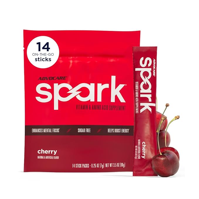 AdvoCare Spark - Energy Drink Mix - Vitamin &amp Amino Acid Supplement - Supports Energy &amp Focus* - Portable Immune Support* - Sugar-Free - Cherry 14 Stick Packs (3.5 oz)