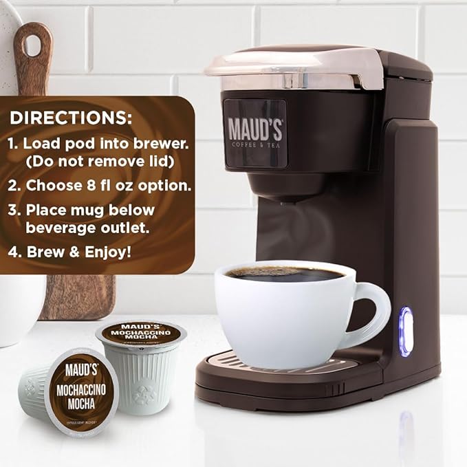 Maud's Chocolate Mocha Cappuccino Coffee Pods 50ct - Mochaccino Mocha Flavor - Made with Gourmet Arabica Coffee Pods Compatible with Keurig K Cups Maker
