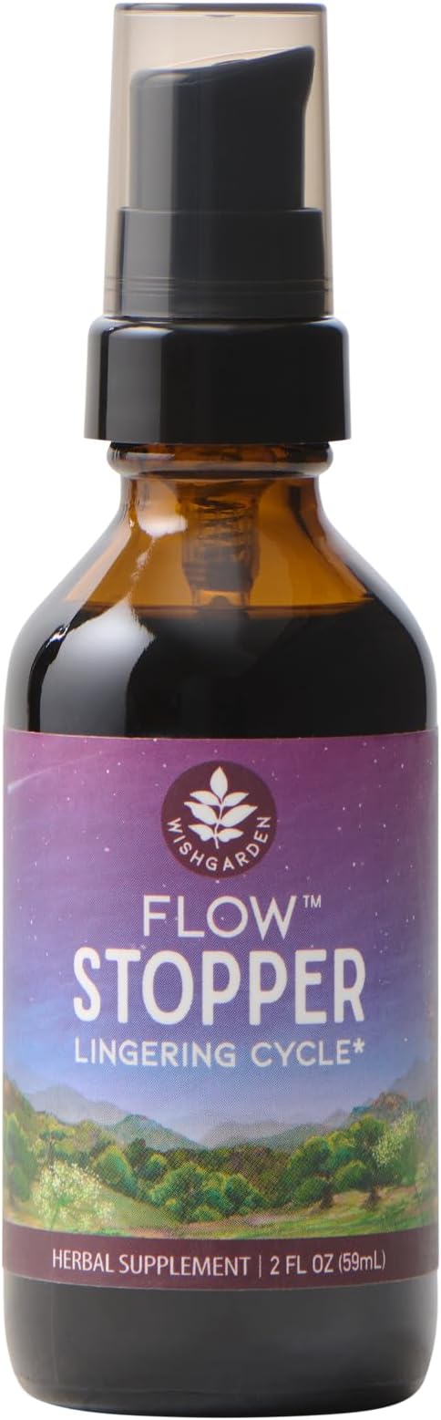 WishGarden Herbs Flow Stopper Lingering Cycle (Wombstringe) - Plant-Based Herbal Formula w/Shepherd's Purse &amp Witch Hazel Moderates Breatkthrough Bleeding Blood Flow &amp Spotting Between Cycle