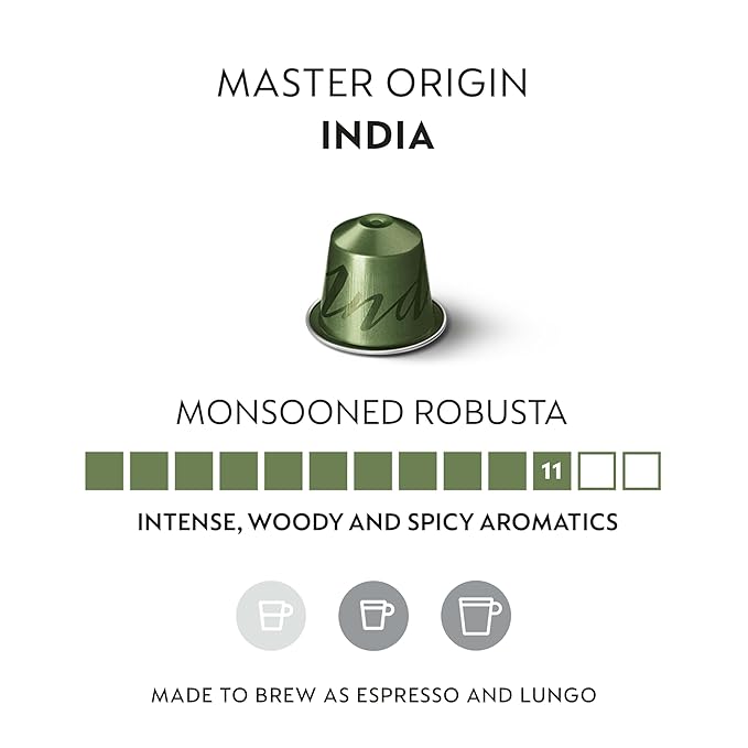 Nespresso Capsules Original Line India Master Origin Dark Roast Coffee 50 Count Coffee Pods