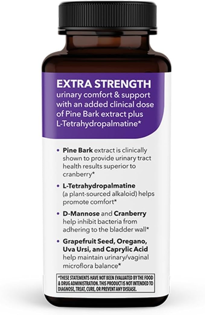 Urinari-X Extra Strength with Enhanced Comfort - Urinary Tract Support - Fast UTI Relief - Vitamin Supplement for Bladder Function - D-Mannose Cranberry Pinebark Uva Ursi &amp Grapefruit - 90 Caps
