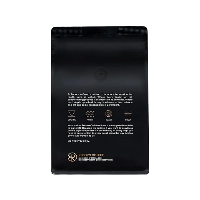 Reborn Coffee Specialty Whole Bean Coffee Full City Dark Roast 12 Ounce Colombia Blend Notes of Toasted Marshmallow Roasted Chestnut and Cacao Nib