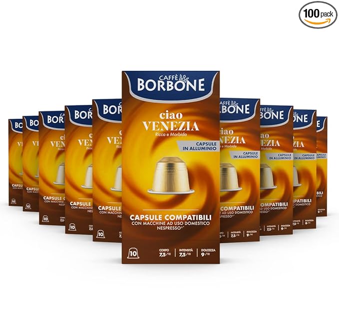 Caffè Borbone Ciao Venezia Aluminum Capsules Compatible with Nespresso Original Machines Medium Roast 100 Count