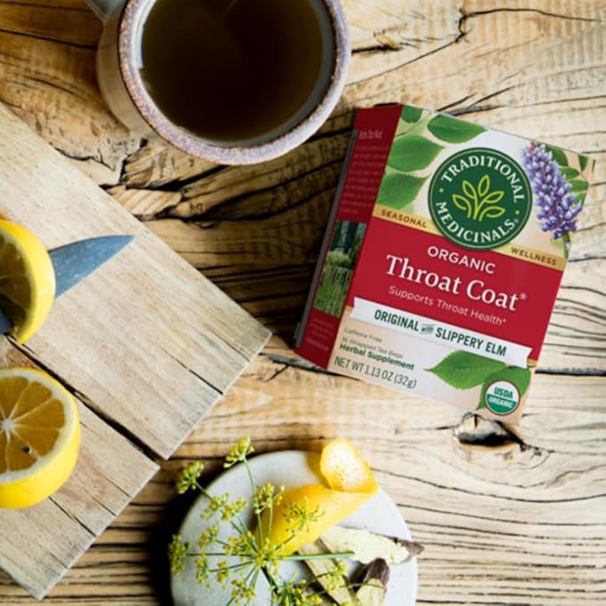 Traditional Medicinals Organic Throat Coat Herbal Tea Supports Throat Health (Pack of 4) - 64 Tea Bags