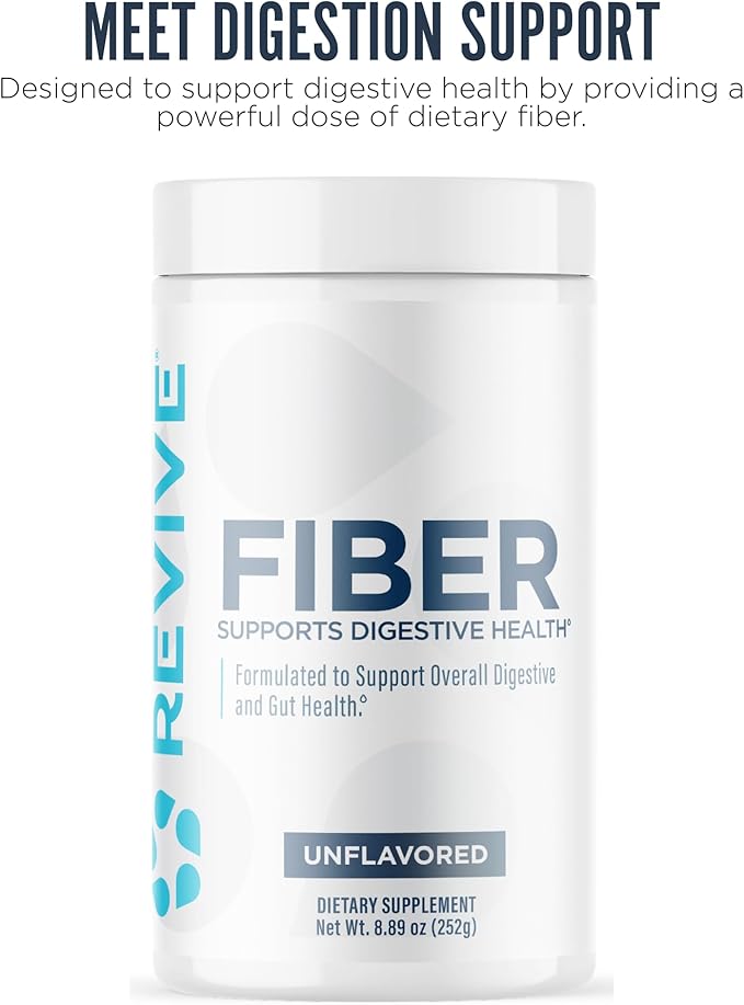 Revive MD Fiber Supplement for Digestive &amp Gut Health - 5g of Dietary Fiber Supports a Healthy Digestive System with Psyllium Husk &amp More - (Unflavored 30 Servings)