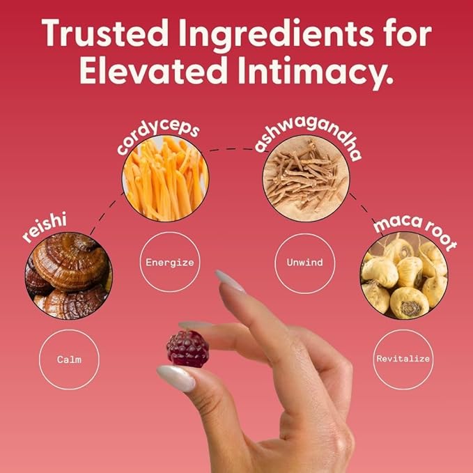 SuperMush Horny Goat Weed Gummies - Horny Goatweed for Men &amp Women with Cordyceps Reishi &amp Maca Root - Maximize Blood Flow Ignite Feel-Good Vibes &amp Lasting Energy
