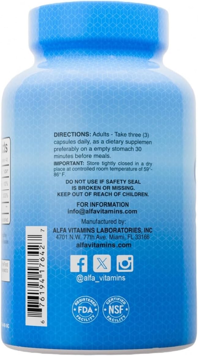Premium Collagen Hydrolysate By Alfa Vitamins - Anti-Aging Nutritional Supplement Rich In Vitamin C - Skin Nails &amp Hair Rejuvenation - Supports Bone &amp Muscle Health - Made In USA - 120 Capsul