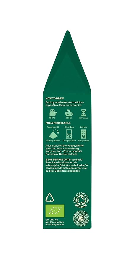 Aduna Organic Cleanse Moringa Super Tea | Natural Caffeine-Free Herbal Infusion With Moringa Peppermint &amp Nettle | Superfood Tea for Digestion &amp Gut Support | 15 Biodegradable Pyramid Bags x