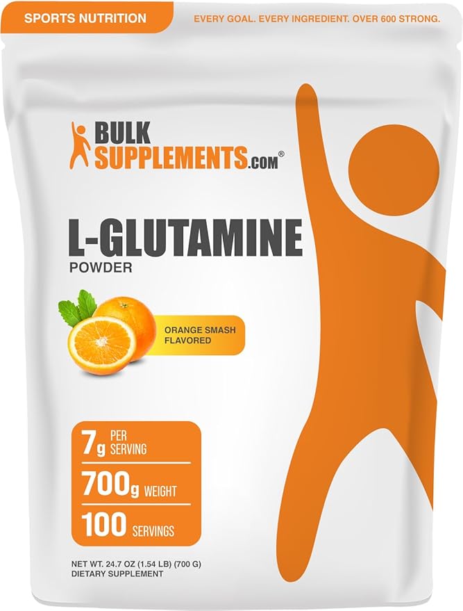 BulkSupplements.com L-Glutamine Powder - Glutamine Supplement Amino Acid Supplement - Orange Smash Flavor 7g per Serving 700g (1.5 lbs) (Pack of 1)