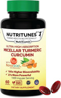 NutriCumin NovaSOL Turmeric Curcumin 1000 mg – 185× Absorption – Supports Joint Comfort &amp Mobility – Non‑GMO Softgels 60 Ct.
