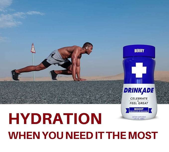 DrinkAde Boost – The Day After Drink Immunity &amp Energy Support Hydration &amp Recovery Drink with Caffeine Electrolytes B Vitamins &amp Green Tea Extract – Sugar Free 5 Calories Vegan Non-