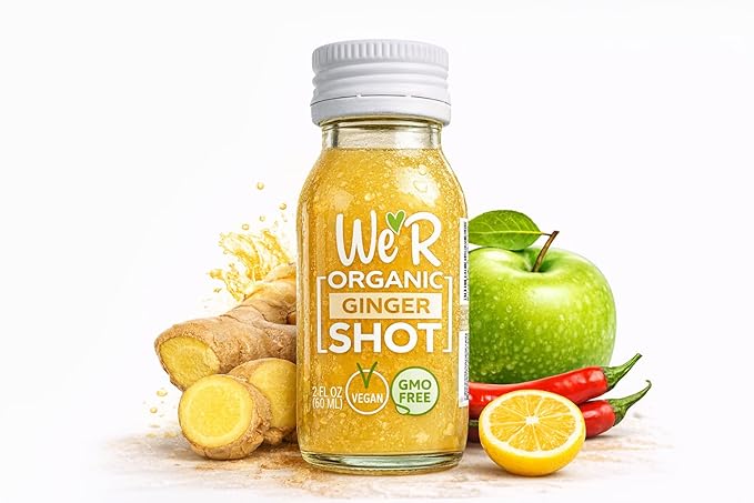 WE'R Organic GINGER Shot Certified Organic &amp Non-GMO. 2Fl Oz Each (12 Pack / 24Fl Oz Total)
