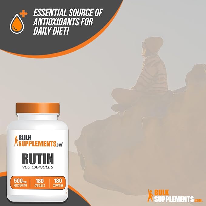 BulkSupplements.com Rutin 500mg Capsules - from Saphora Japonica Rutin Supplement Rutin Pills - Antioxidants Supplement - Vegan &amp Gluten Free 1 Capsule per Serving 180 Veg Capsules