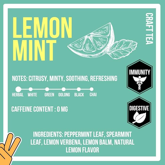 Revival Tea Company Lemont Mint Tea - Herbal Tea Blend of Peppermint Spearmint and Lemon - Caffeine Free - Loose Leaf 3 Ounces