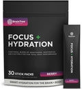 BrainTree Nutrition - Focus + Hydration - Electrolyte Drink Mix - Total Body Hydration - Supports Cognitive Function Energy &amp Muscle Recovery - Sugar Free - Berry - 30 Stick Packs