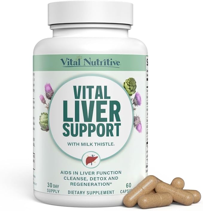 Vital Liver Support New Formula Liver Supplement and Liver Vitamin – 9-in-1 Liver Health FormulaCleanse &amp Repair Formula with Organic Milk Thistle Supports Liver Health Cleanse