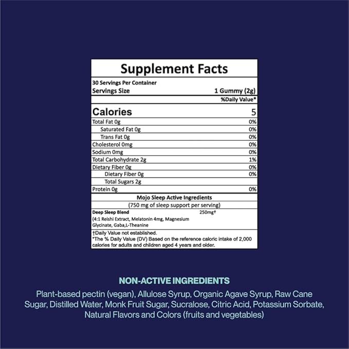 Mojo Sleep Gummies - Non-Habit Forming Sleep Aid - with Magnesium GABA Reishi Mushroom L-Theanine and Melatonin - Vegan Non-GMO - Black Berry and Plum Pack of 3 (90 Gummies)