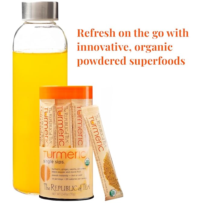 The Republic of Tea Organic Turmeric Single Sips 50 Single Servings of Instant Turmeric Tea