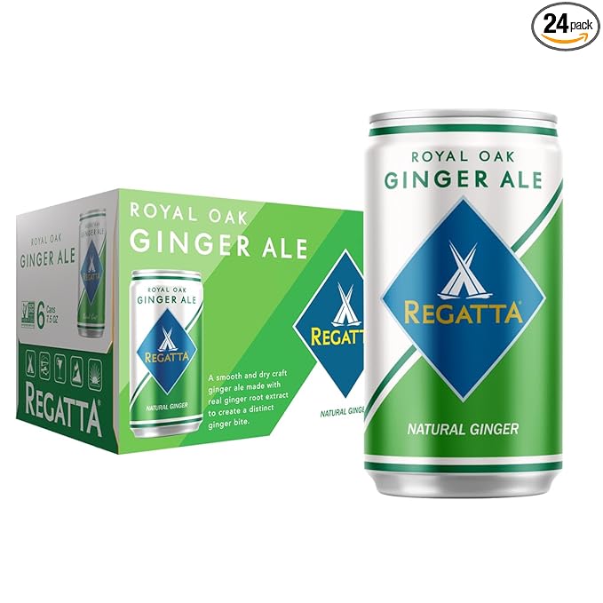 Royal Oak Ginger Ale by Regatta Case of 24 Sleek Mini Cans 7.5oz Each Premium Soda and Cocktail Mixer