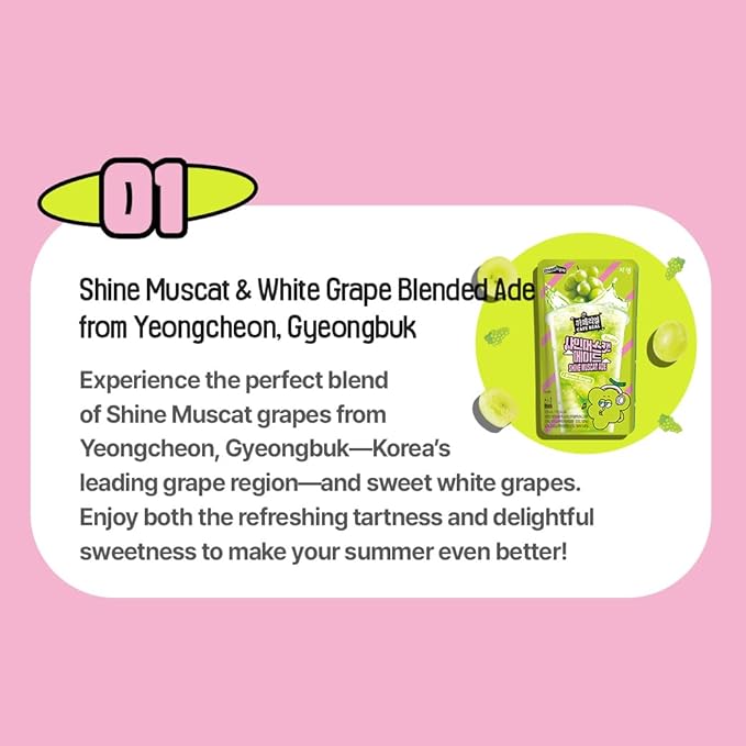 ROASTIQUE Official Cafe Real Shine Muscat - Flavored Juice Drink Pouch Fruity Sweet Grape Ade Korean Convenience Store Drinks fl 7.77 oz (Pack of 10)