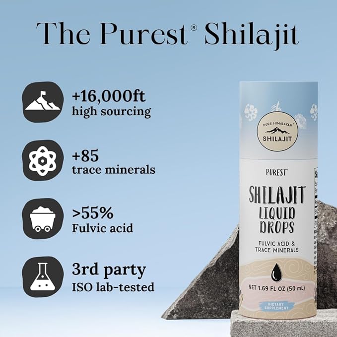 Pure Himalayan Shilajit ® Liquid Drops - The Purest Form of Shilajit 99.9% Absorption for Immune Support Energy Boost Anti-Aging - Natural Trace Minerals &amp Fulvic Acid (50ml)