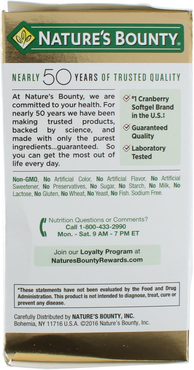 Nature's Bounty Cranberry Dietary Supplement 60 Soft Gels (Pack of 3)