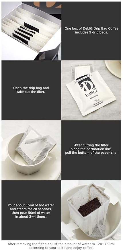 DEBL&amp Drip Coffee Bag (Flowers' Festival) Single-Serve Pour Over Drip Coffee with Bold Deep Aroma &amp Taste Perfectly Blended by SCA Pro Roaster Made in Korea