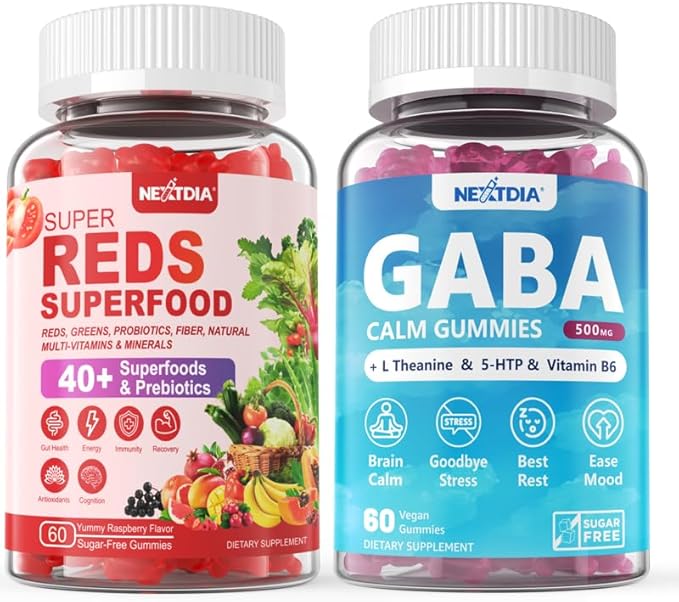 2 Pack GABA Gummies 500 mg + Super Reds Gummies