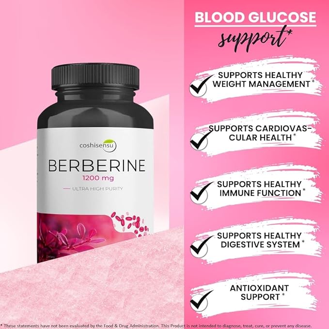 Berberine HCl 1200mg – High Potency Supplement for Blood Sugar Insulin &amp Weight Management – Non-GMO Gluten-Free Vegan Capsules – Heart &amp Metabolism Support Made in USA – 60 Count
