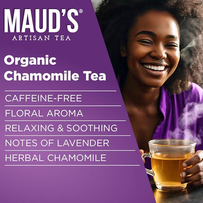 Maud's Organic Chamomile Lavender Tea Pods 48 ct Single Serve Pods – 100% Gourmet Blended Tea Leaves Compatible with Keurig K Cups Maker