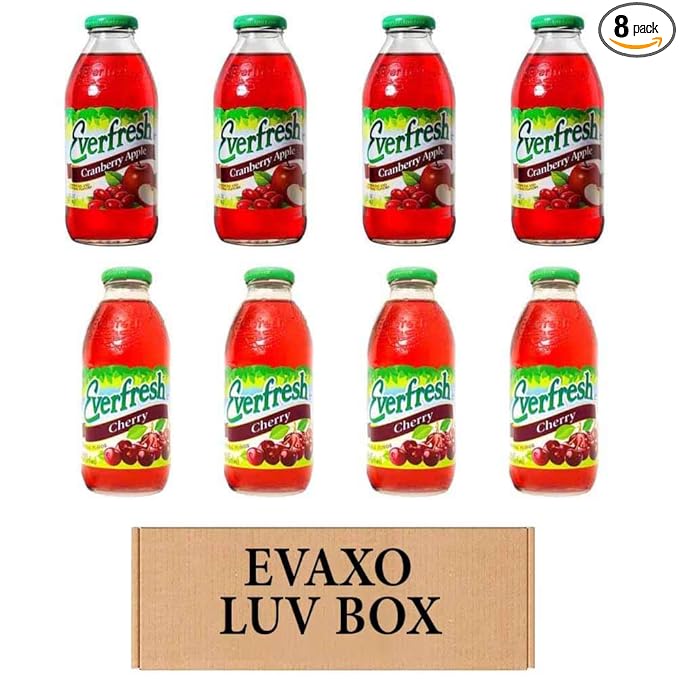LUV BOX - Variety Everfresh Juice: Cranberry Apple Cherry 16 oz. Pack of 8 by evaxo