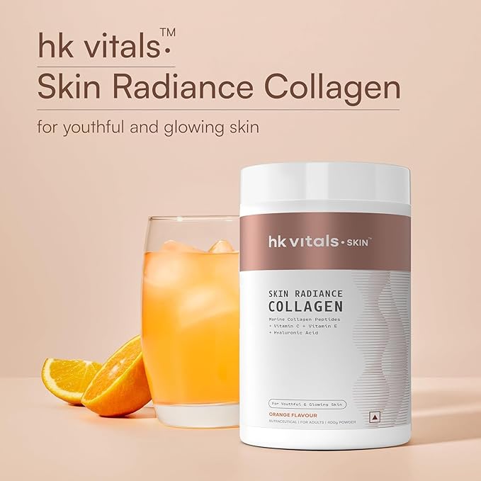 Marine Collagen Suppl_ement (Orange 400g) |with Vitamin C E Sodium Hyaluronate | for Healthy Skin Hair &amp Nails