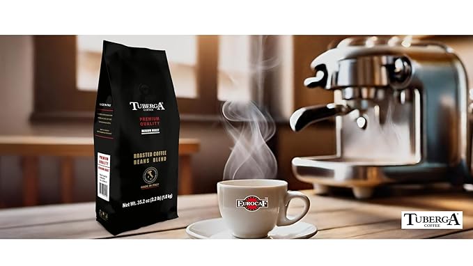 Tuberga Premium Quality Whole Bean Coffee Medium Roast 2.2 Ib Bag Original Italian Coffee. (Pack of 1)