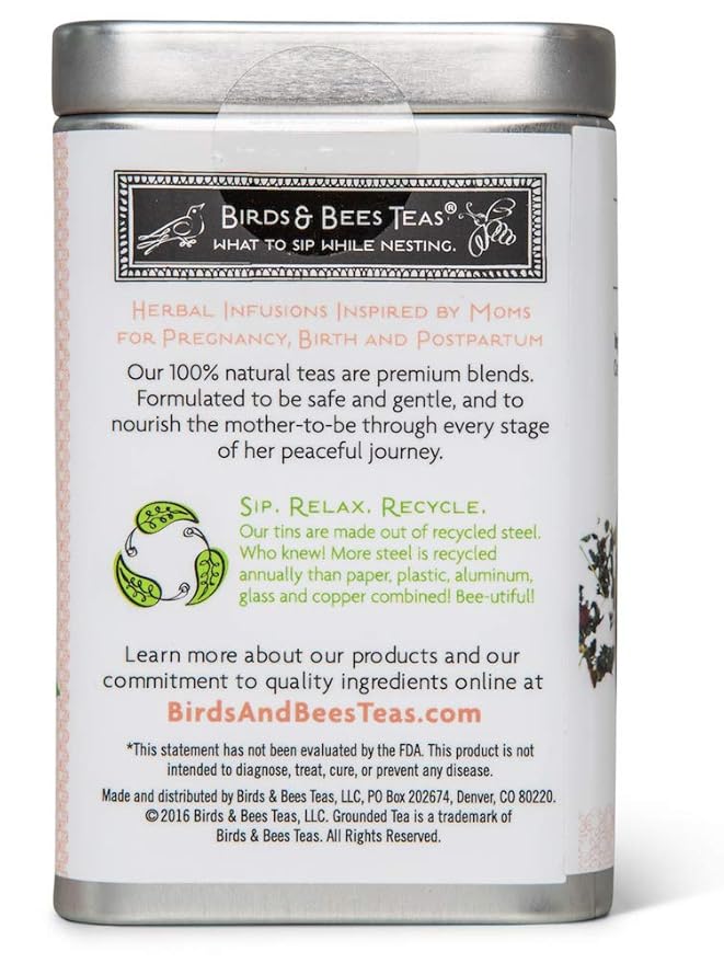 Birds &amp Bees Organic Fertility &amp Pre-Conception Tea Grounded Pregnancy Tea - Red Raspberry Leaf Blend for Natural Cleanse &amp Detox 40 Servings 3.2 oz