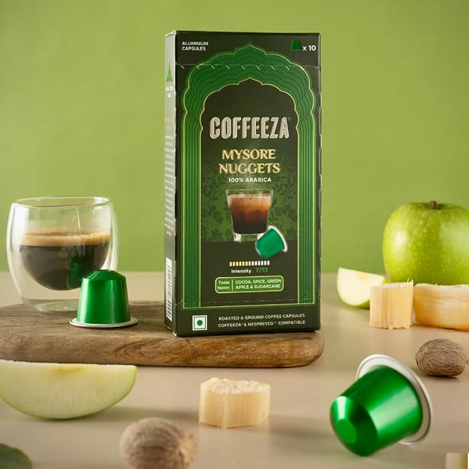 Coffeeza (AAA Arabica Grade) Mysore Nuggets Aluminium Coffee Capsules Intensity – 7/10 -(Box of 30)