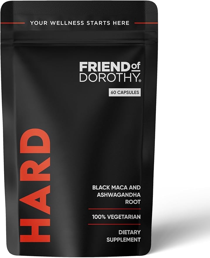 Hard Supplement for Men - Black Maca &amp Ashwagandha Root - Natural Performance Support - Enhances Energy Vitality Hormonal Balance - (60 Capsules/Pouch)