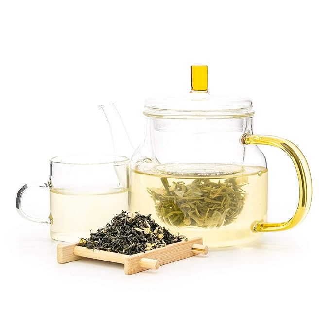 Oriarm Bi Tan Piao Xue Jasmine Green Tea Loose Leaf - Chinese Green Tea Leaves with Jasmine Flowers - Yuqian 3rd Grade - 500g (17.64-ounce) Ziplock Resealable Bag