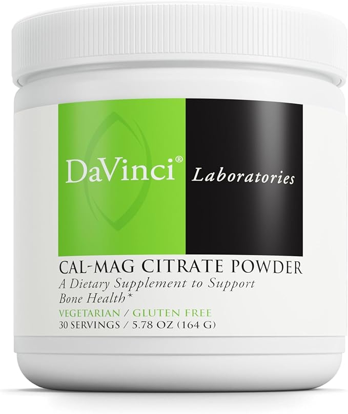 DAVINCI Labs Cal-Mag Citrate Powder - Supports Bone Health* - Dietary Supplement with Vitamin D2 Magnesium &amp Calcium - Vegetarian - Gluten-Free - 30 Servings
