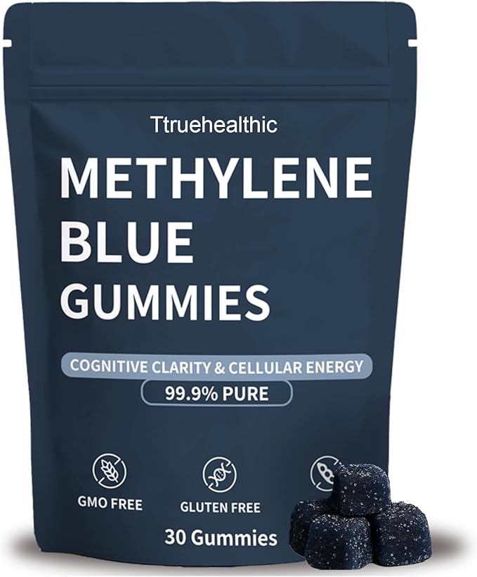 Truehealthic Methylene Blue Gummies 5mg of Methylene Blue Per Gummy for Sustained Energy Mental Clarity Lifted Mood 99.9% Pure 30 Gummies