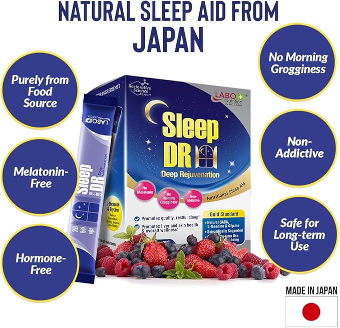 LABO Nutrition Sleep DR (Deep Rejuvenation) with Natural GABA L-theanine Glycine – Melatonin-Free Nutritional Sleep Aid