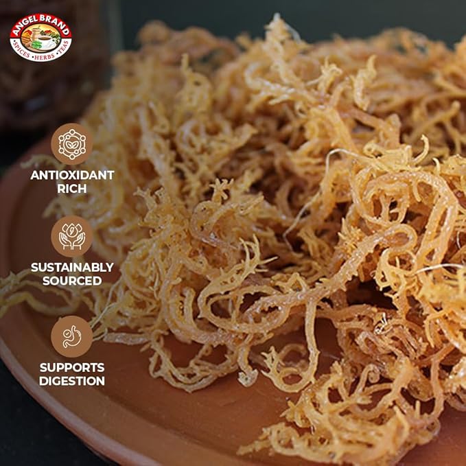 Angel Brand Irish Sea Moss 1 Lbs Pouch - Nutrient Rich Sea Vegetable Harvested from Pristine Ocean Waters - Enhance Journey with Irish Sea Moss Raw - Perfect for Smoothies &amp Soups