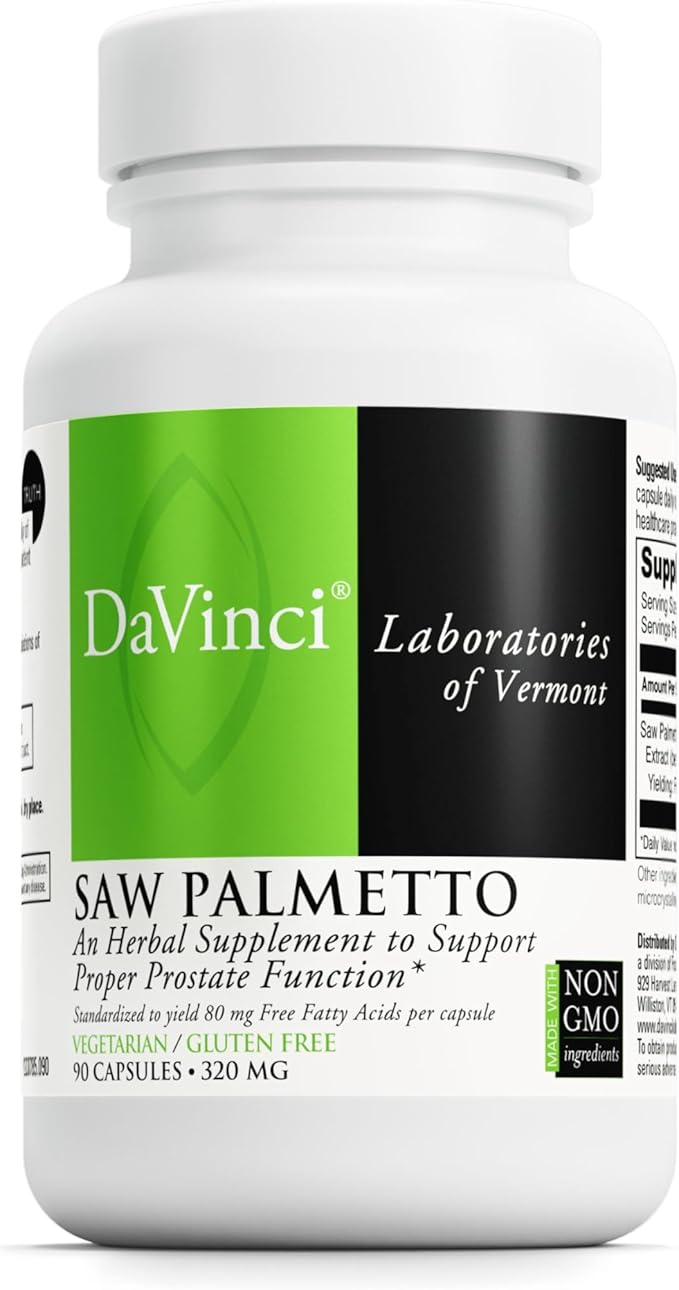 DAVINCI Labs Saw Palmetto - Dietary Supplement to Support Proper Prostate Health Function Premenstrual Needs and Lactation* - with Saw Palmetto Berry Extract - Gluten-Free - 90 Vegetarian Capsules