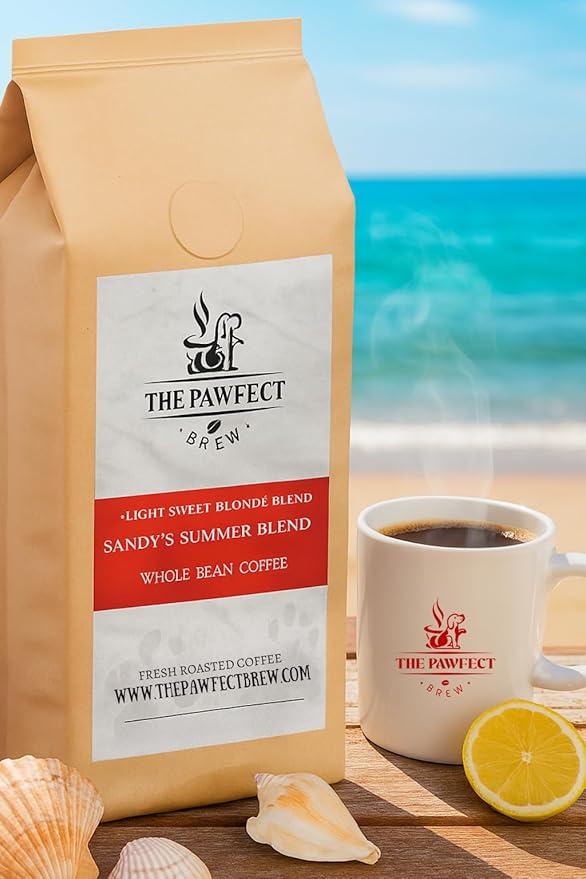 Dog Lover’s Coffee – Sandy’s Summer Blend – Light Roast by The Pawfect Brew – Sweet Blonde Espresso Blend Smooth &amp Subtle – 25% of Profits Donated to Animal Rescue – Whole Bean 1LB