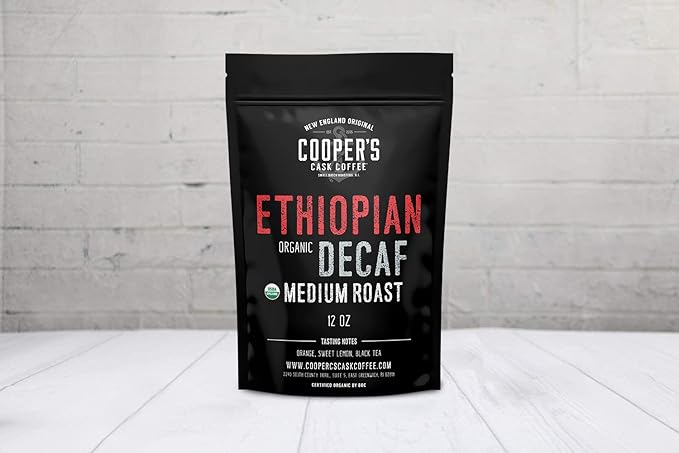 Gourmet Coffee Sampler Gift Box Set - Ground Coffee - 4 bags - 1lb Total and Organic Ethiopian Decaf Swiss Water Processed SWP Ground Coffee (12oz Ground)