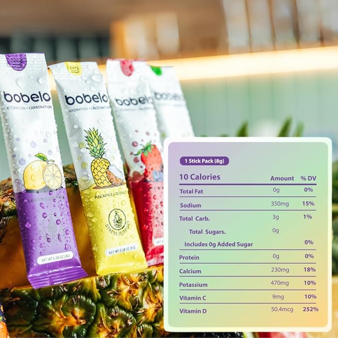 Bobelo Self Carbonating Hydration Packets Variety 40 Pack Sparkling Water &amp Soda Alternative Sugar Free Electrolytes Powder Packets Water Enhancer Drink Mix Low Calorie Keto Friendly