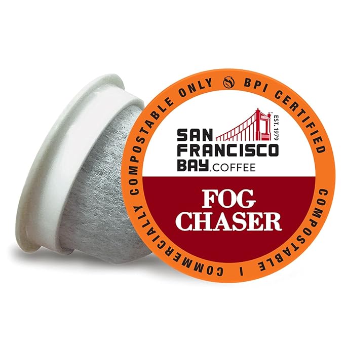 San Francisco Bay Coffee - Medium-Dark Roast - Fog Chaser (80 ct) - Single Serve Coffee Pods Commercially Compostable K Cup Compatible